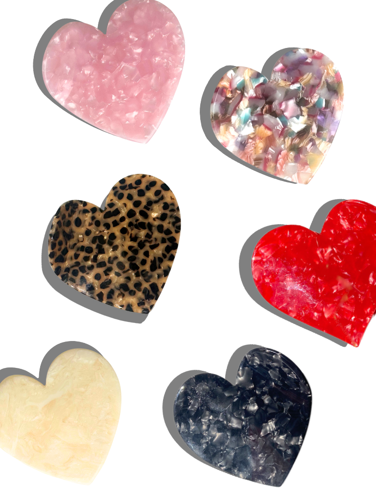 Heart Acetate Claw Hair Clip: Leopard