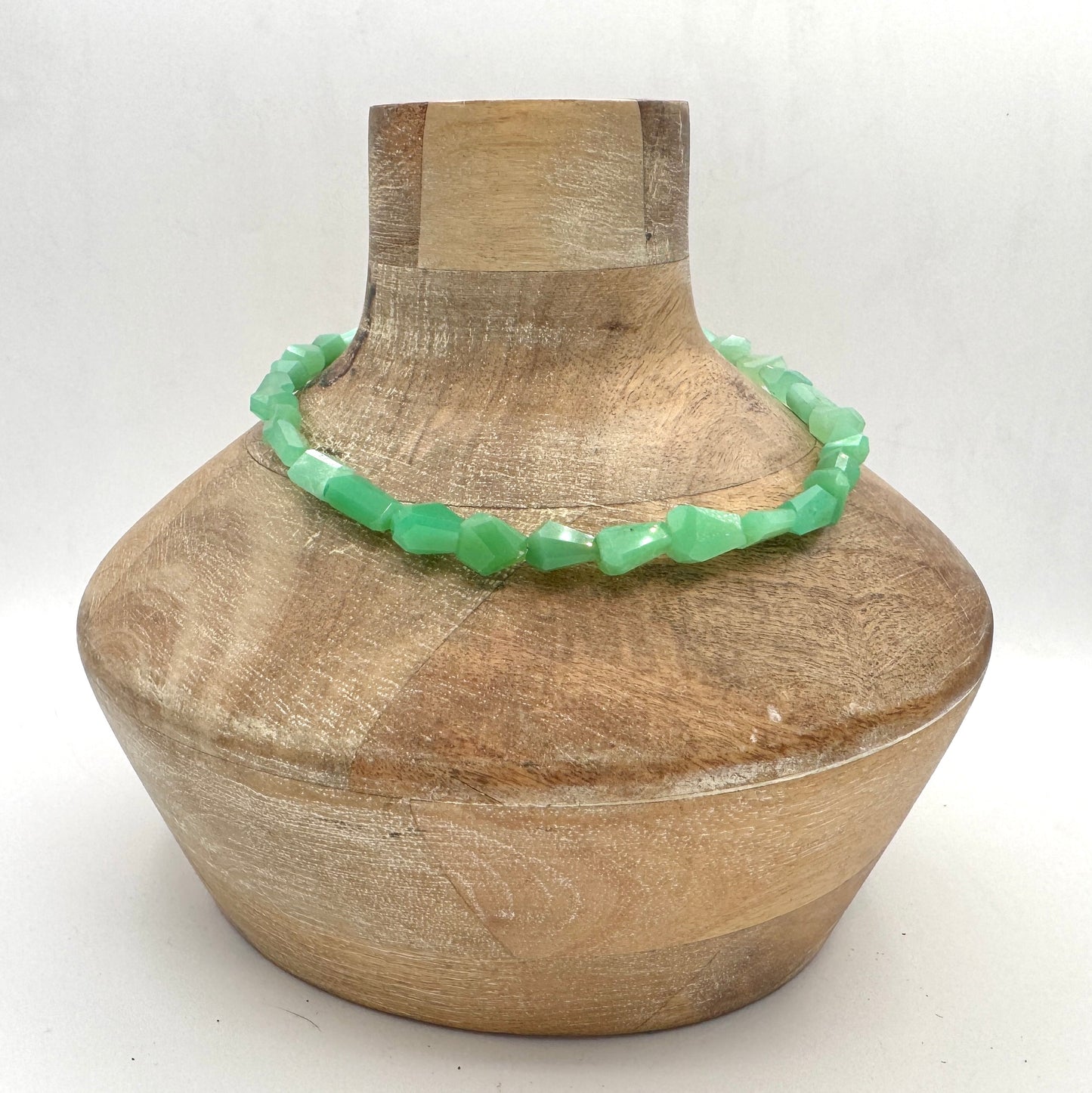 Necklace: Chrysoprase Nuggets with Chunky Brass