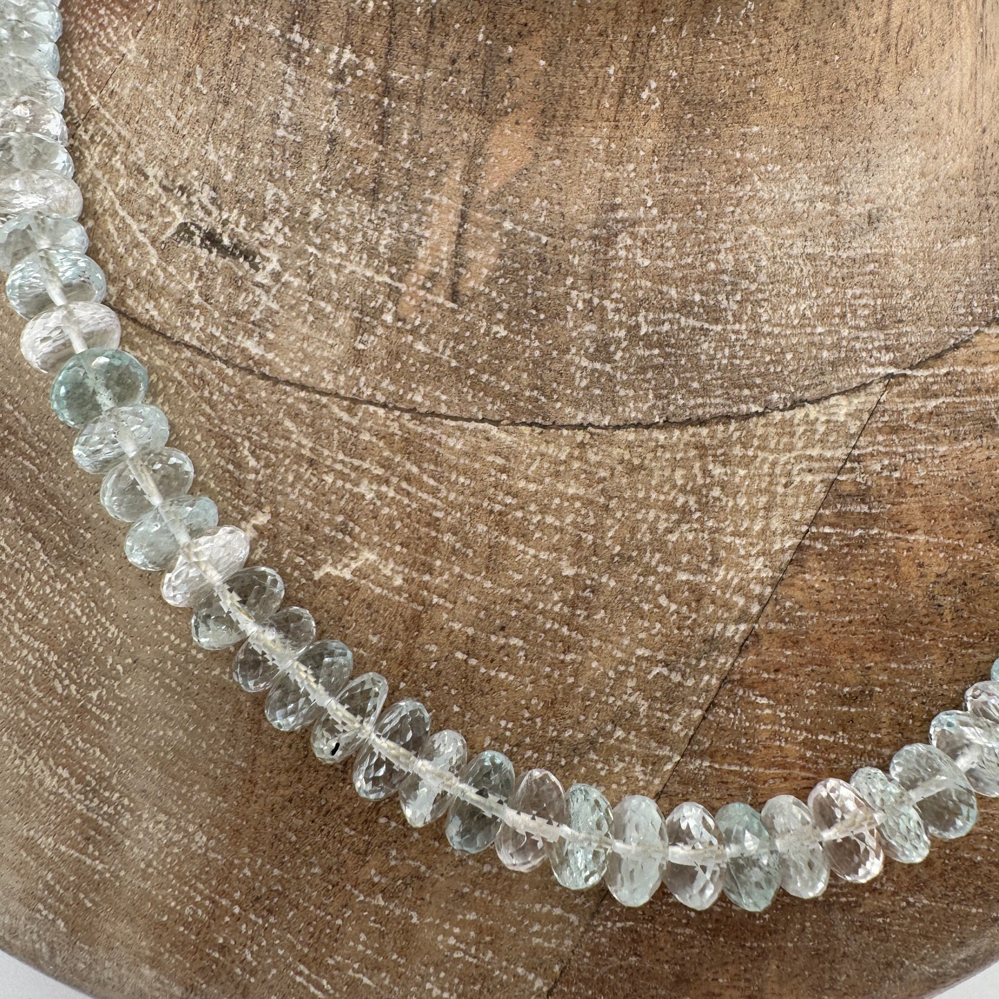 Necklace: Aquamarine Rondelles with Chunky Brass