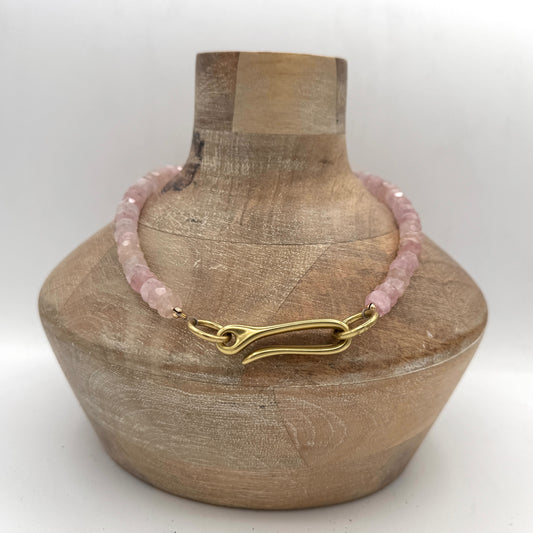Necklace: Morganite with Chunky Brass