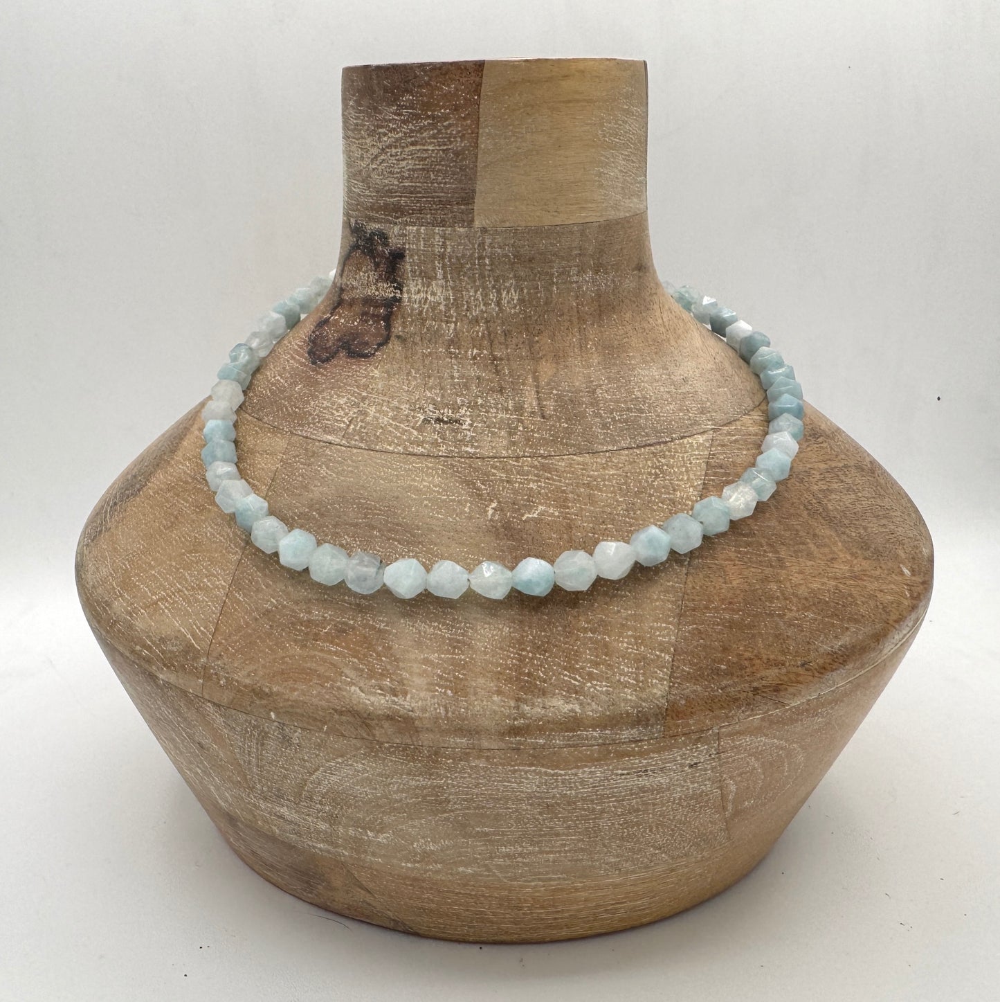 Necklace: Hexagonal Aquamarine with Chunky Brass