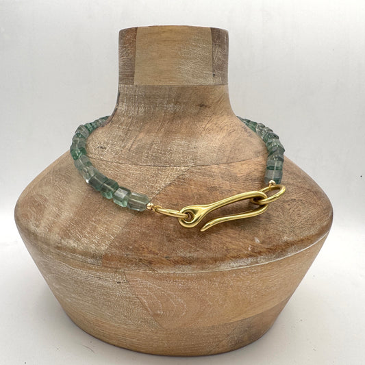 Necklace: Flourite with chunky brass