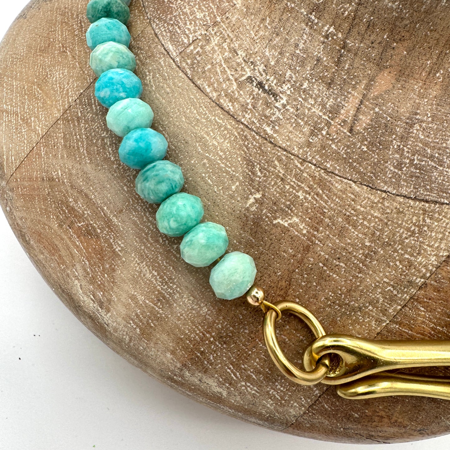 Necklace: Big Amazonite with Brass