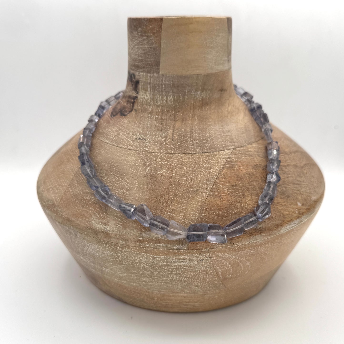 Necklace: Iolite Faceted Nuggets and Chunky Brass