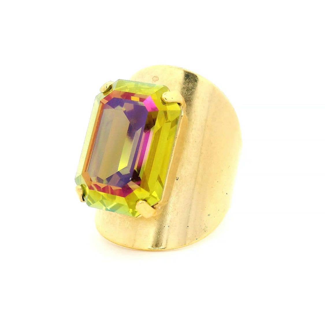 Roddy Ring in Watermelon: Antique Gold Peridot Brandy