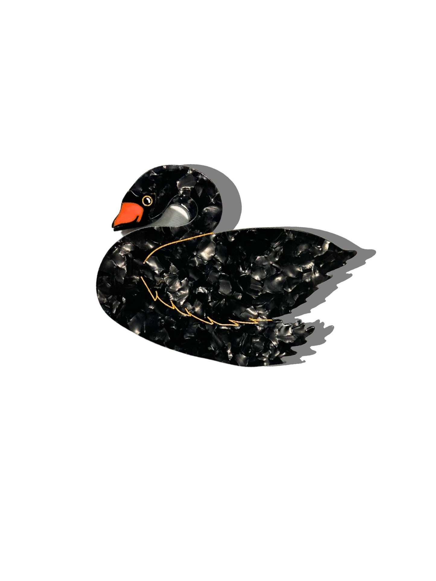Hand-painted Swan Bird Claw Hair Clip | Eco-Friendly: Black