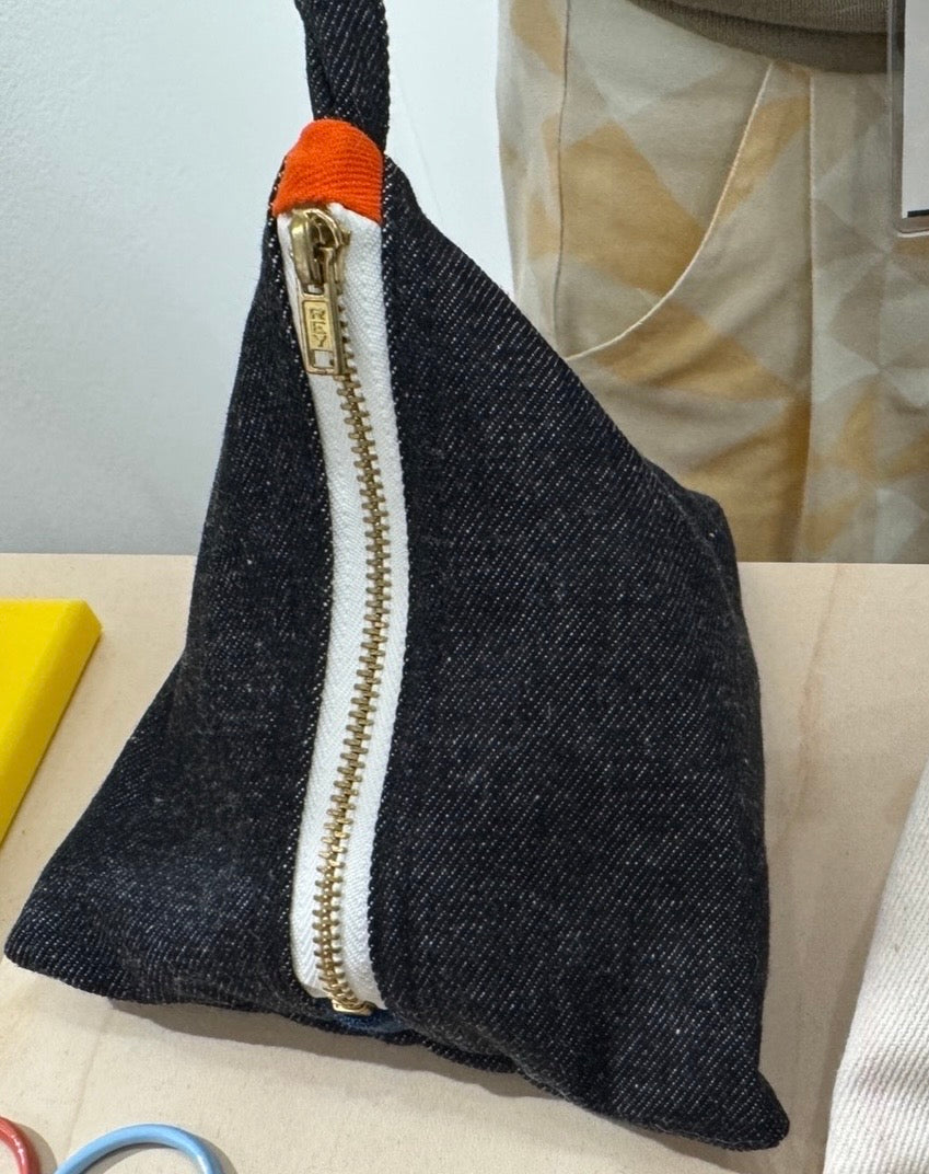 DEGEN Black Denim Pyramid Pouch