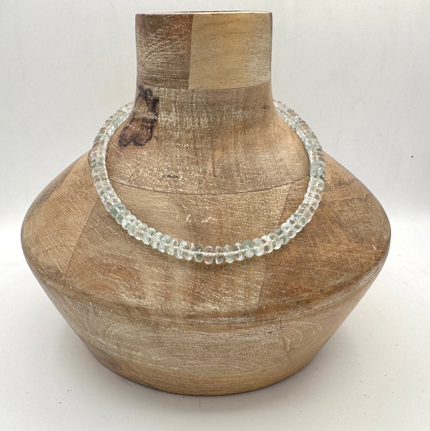 Necklace: Aquamarine Rondelles with Chunky Brass