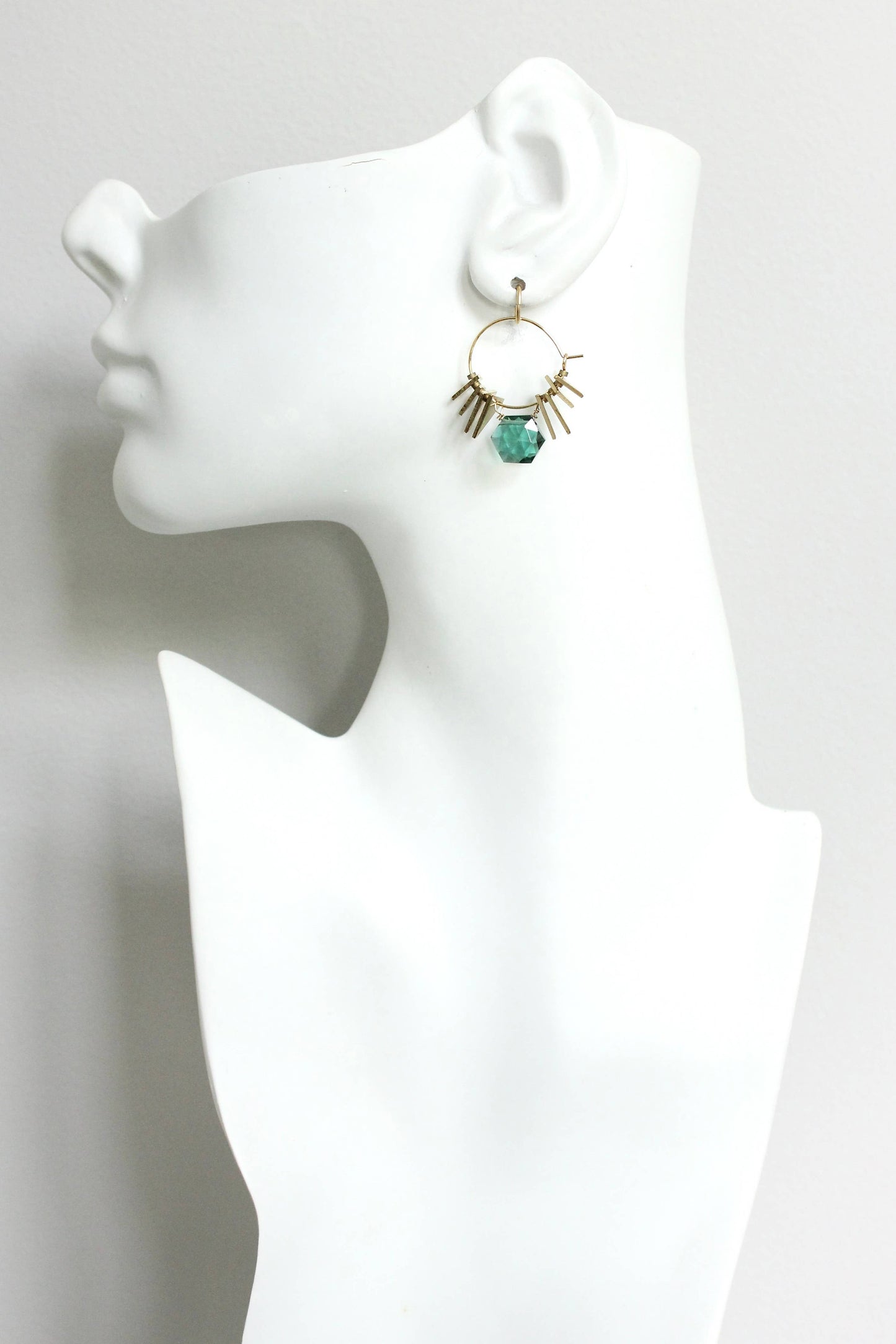 Tourmaline and Brass Mini Hoop Earrings