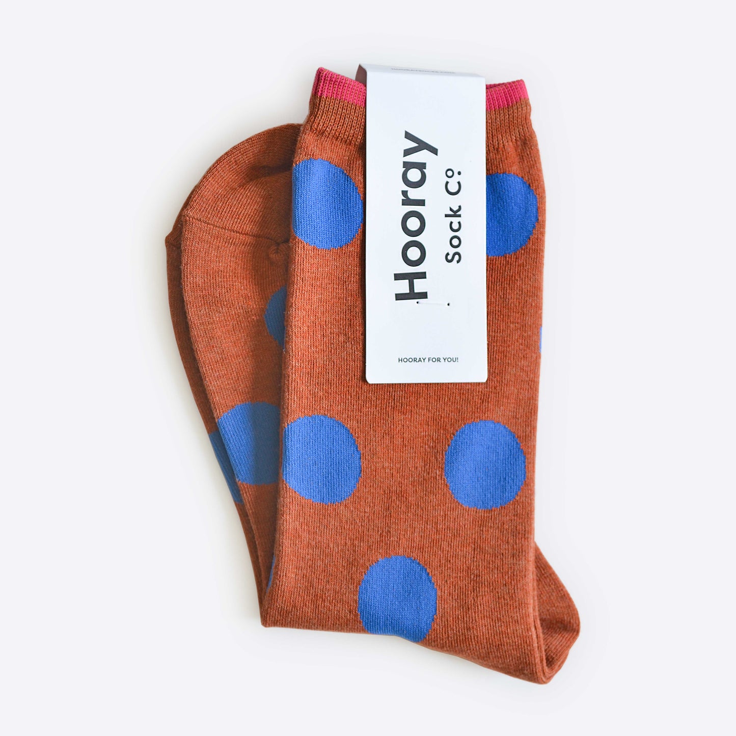 Polka Dot Crew Socks, Brown and Blue
