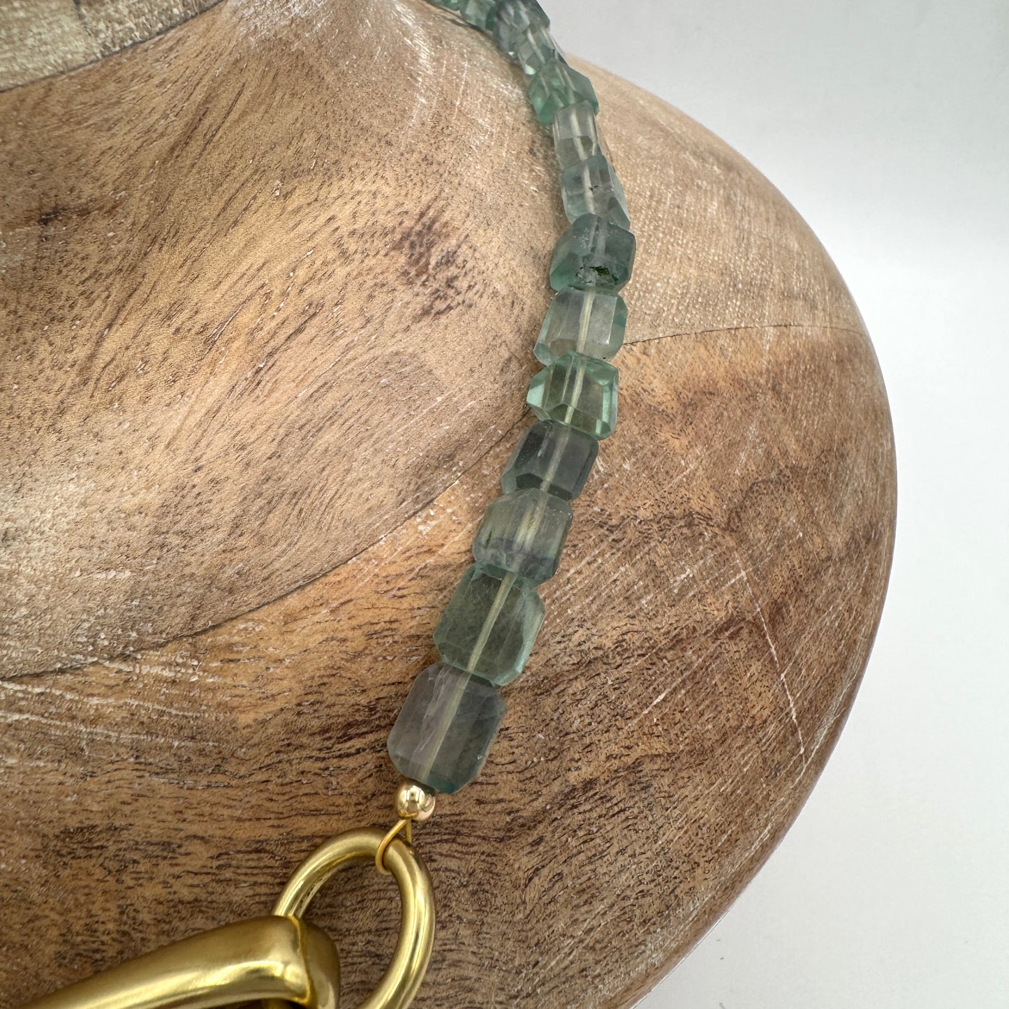 Necklace: Flourite with chunky brass