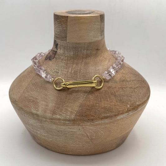 Necklace: Pink Amethyst with Chunky Brass