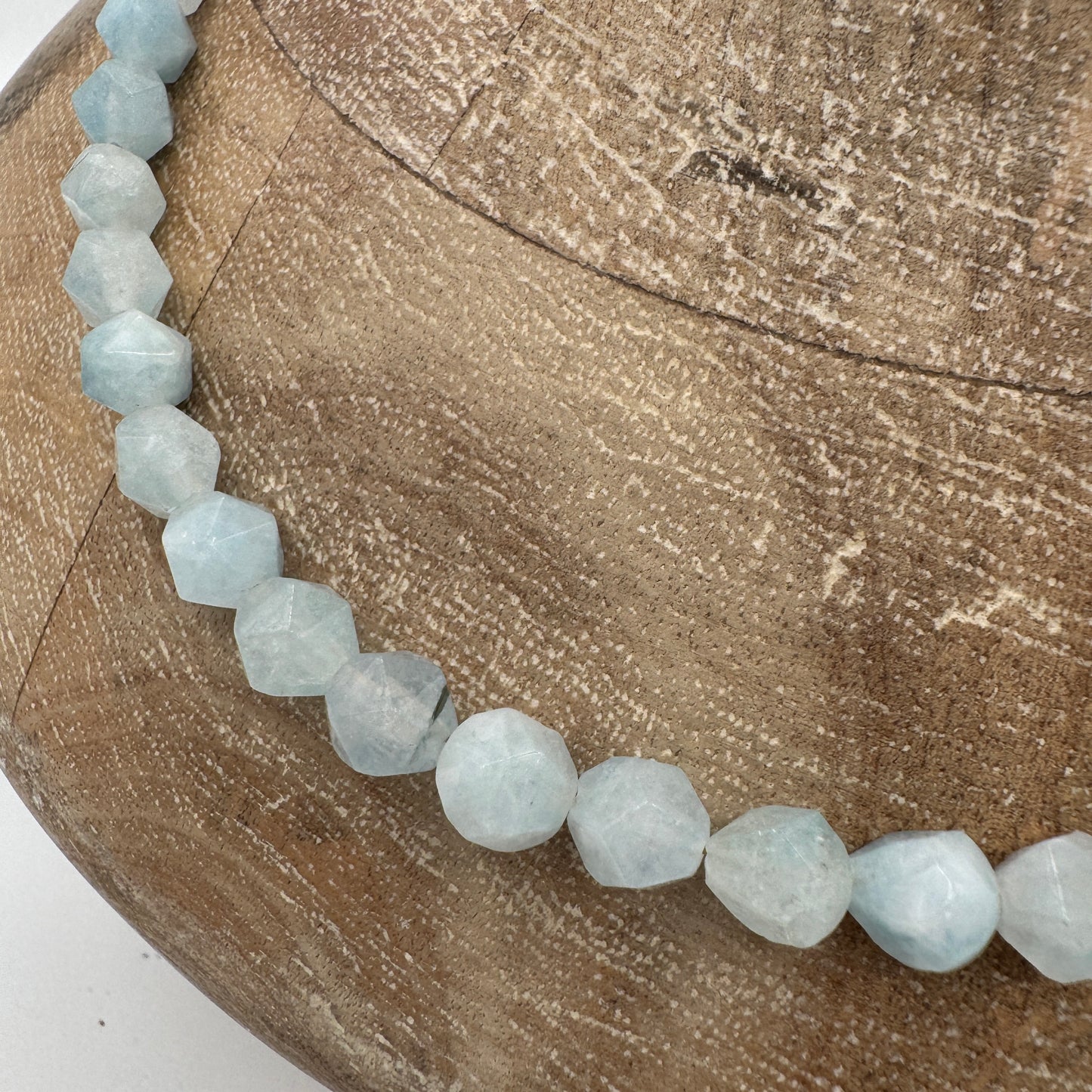 Necklace: Hexagonal Aquamarine with Chunky Brass