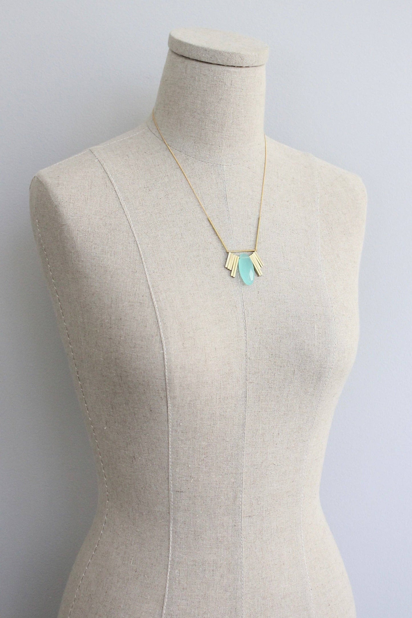 KYL119 aquamarine Artdeco necklace