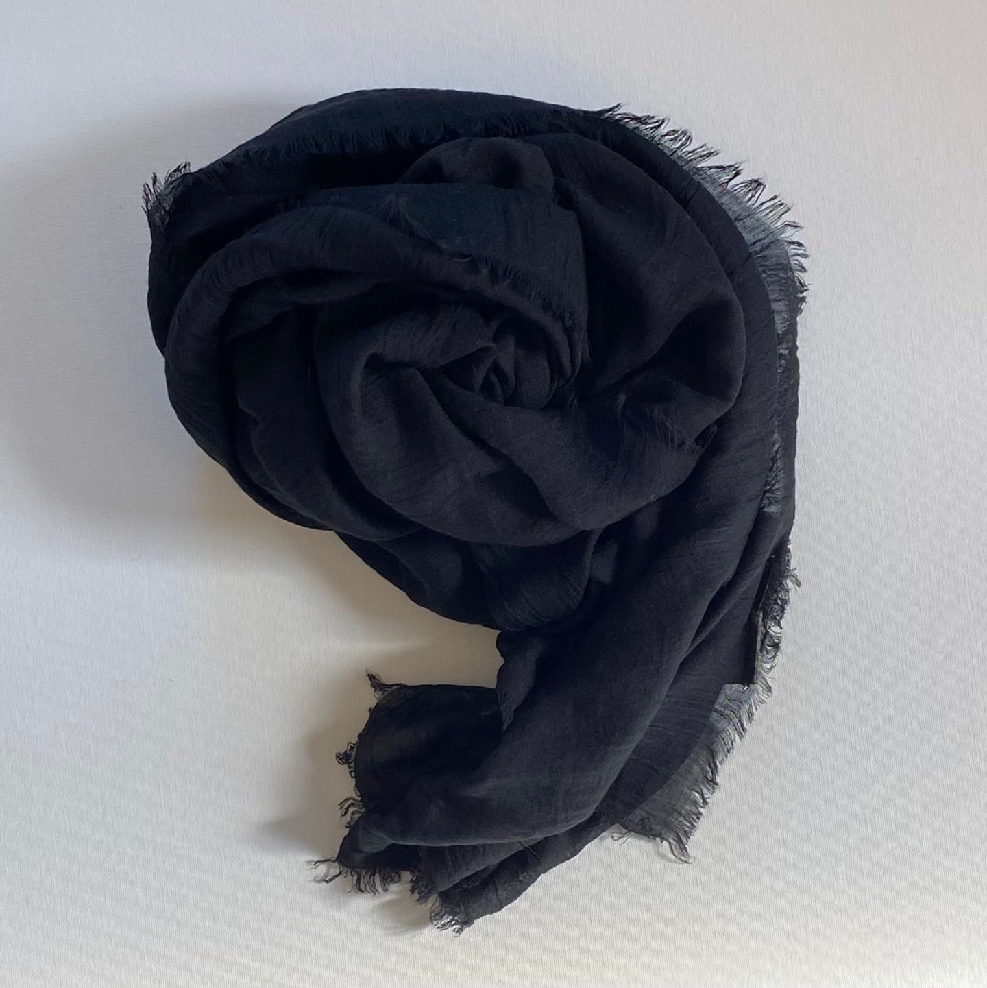 Scarf: Cotton Fringed: Black