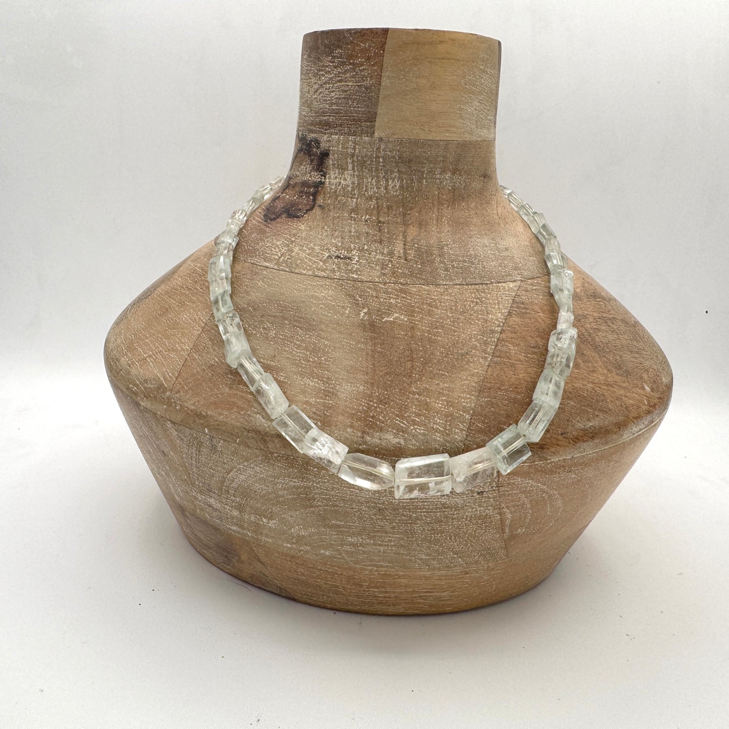 Necklace: Aquamarine Nuggets with Chunky Brass