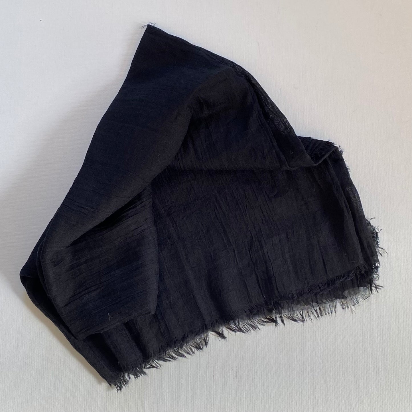 Scarf: Cotton Fringed: Black