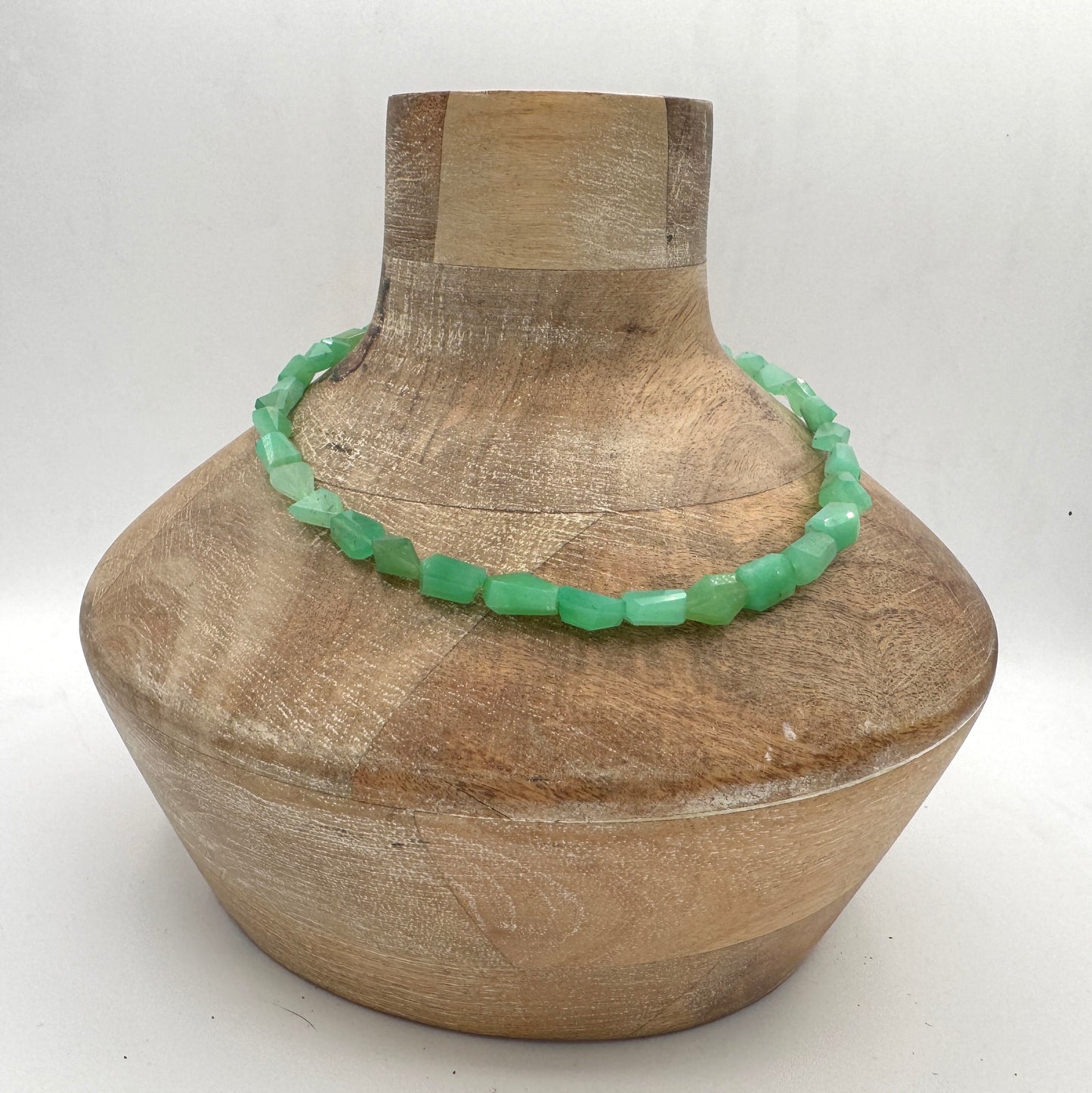 Necklace: Chrysoprase Nuggets with Chunky Brass