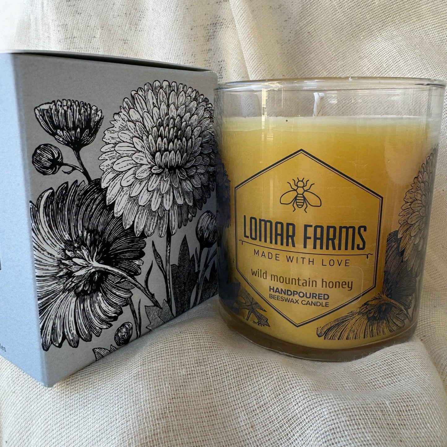 Lomar Farms Beeswax Candle: Wild Mt Honey