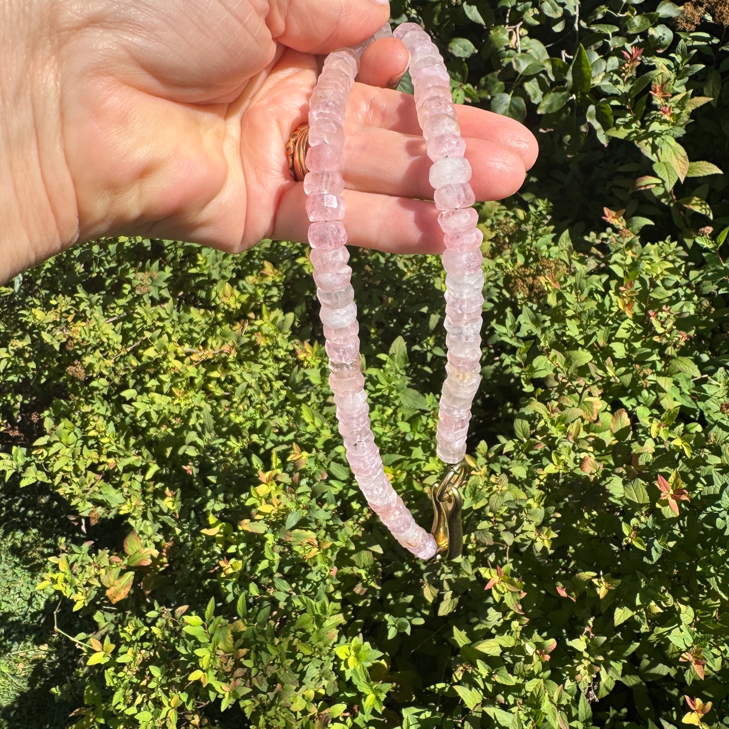 Necklace: Morganite with Chunky Brass