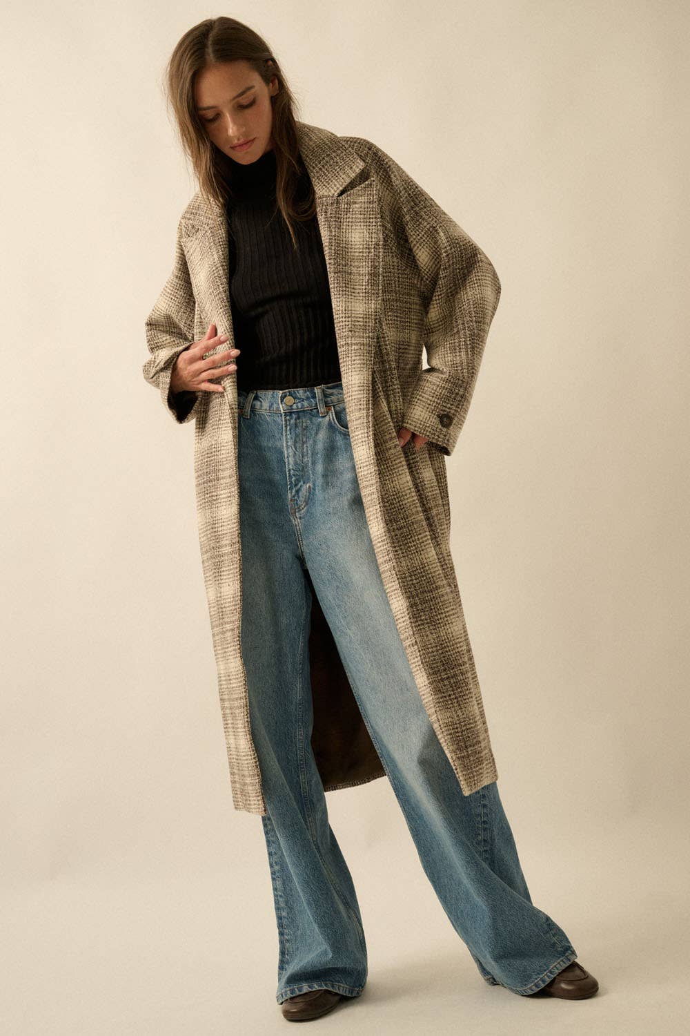 Plaid Tweed Overcoat