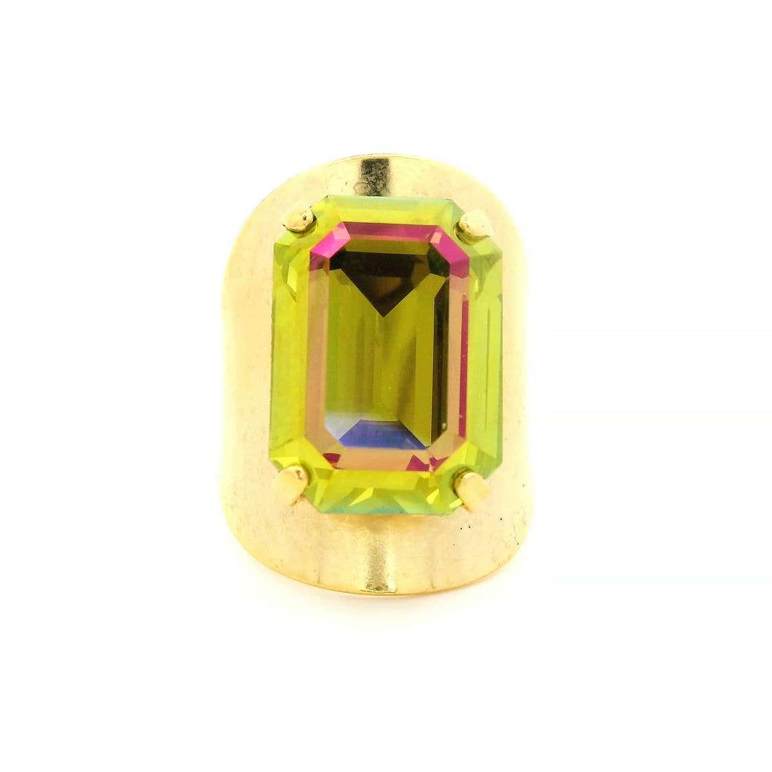 Roddy Ring in Watermelon: Antique Gold Peridot Brandy