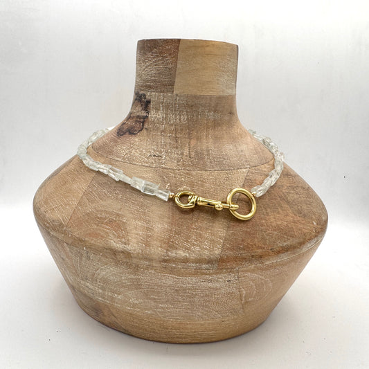 Necklace: Aquamarine Nuggets with Chunky Brass