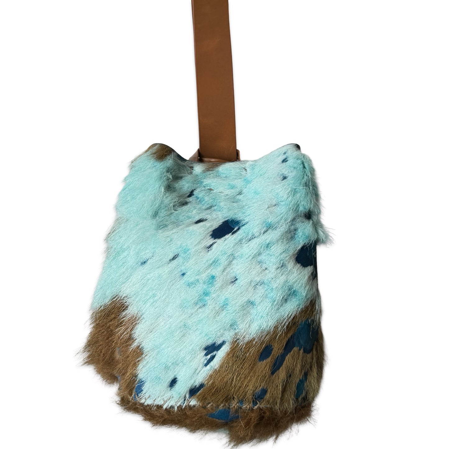 Volta Atelier Navigli Bag in Blues and Brown Upcycled Cowhide