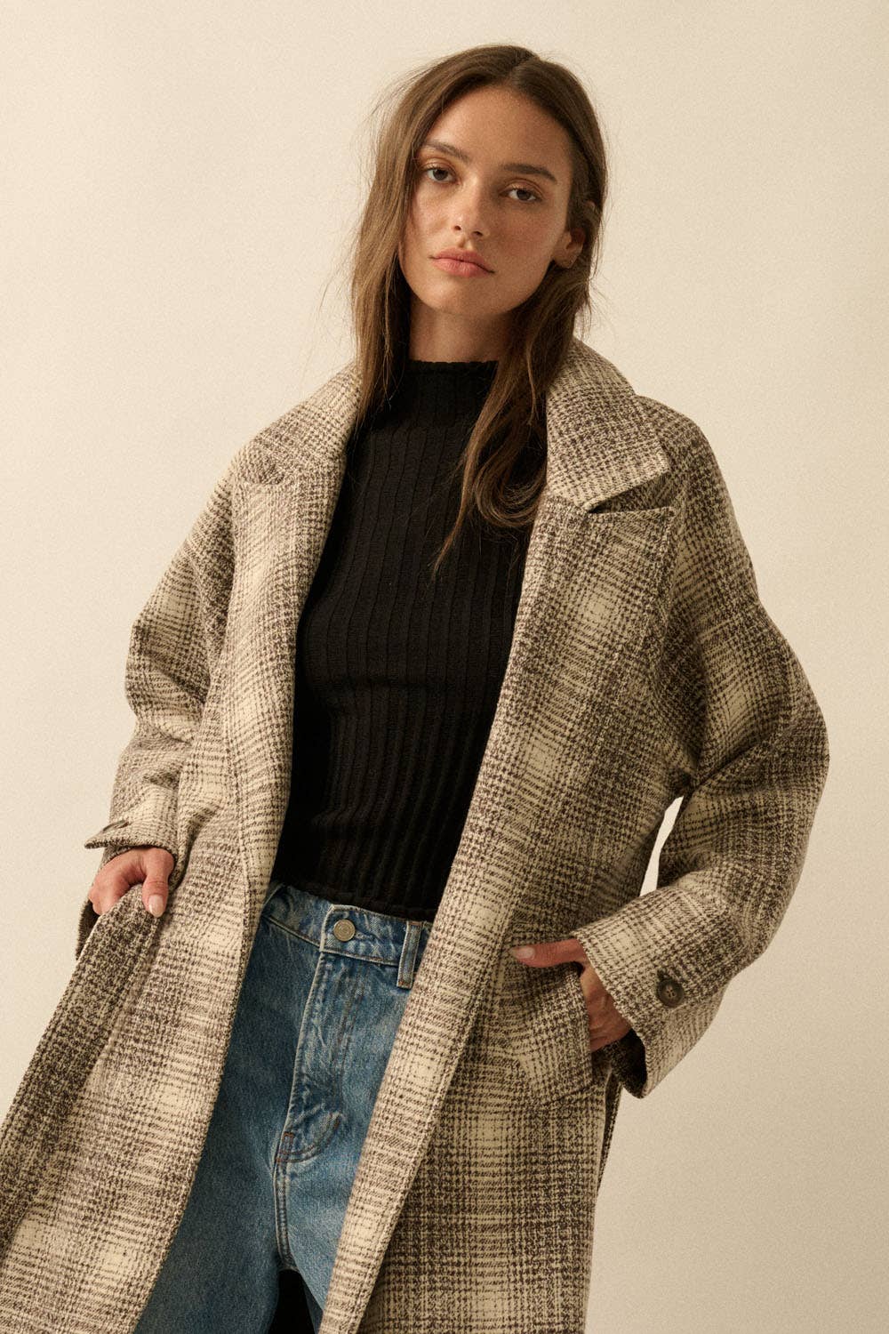 Plaid Tweed Overcoat