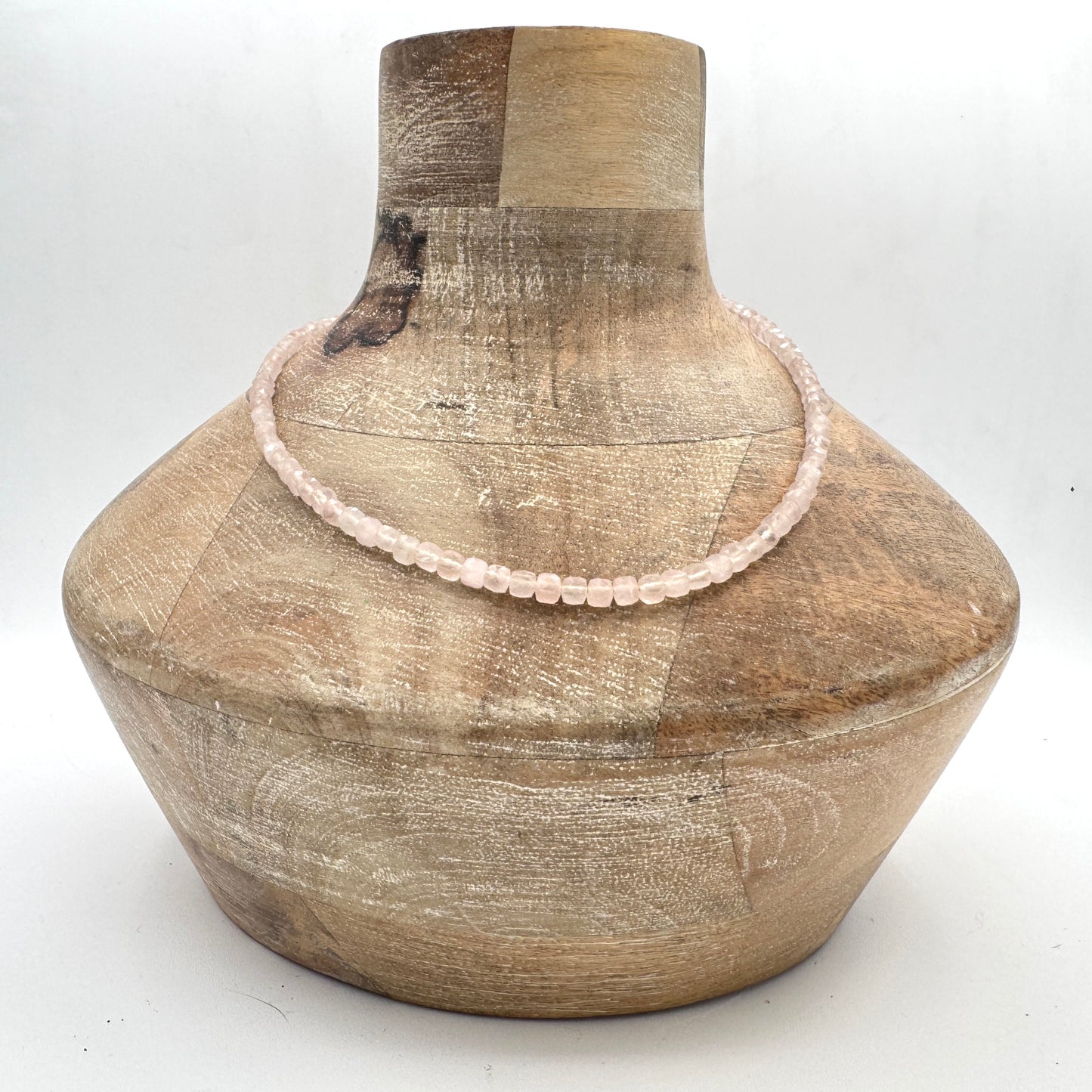Necklace: Rose Quartz with Chunky Brass Hardware