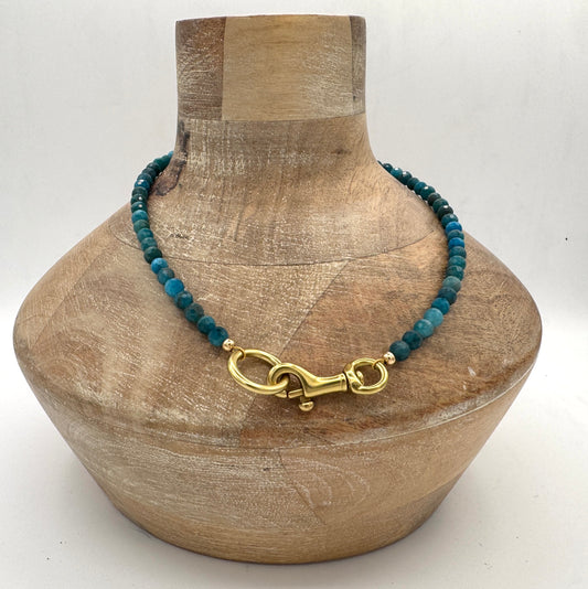 Necklace: Apatite with Chunky Brass
