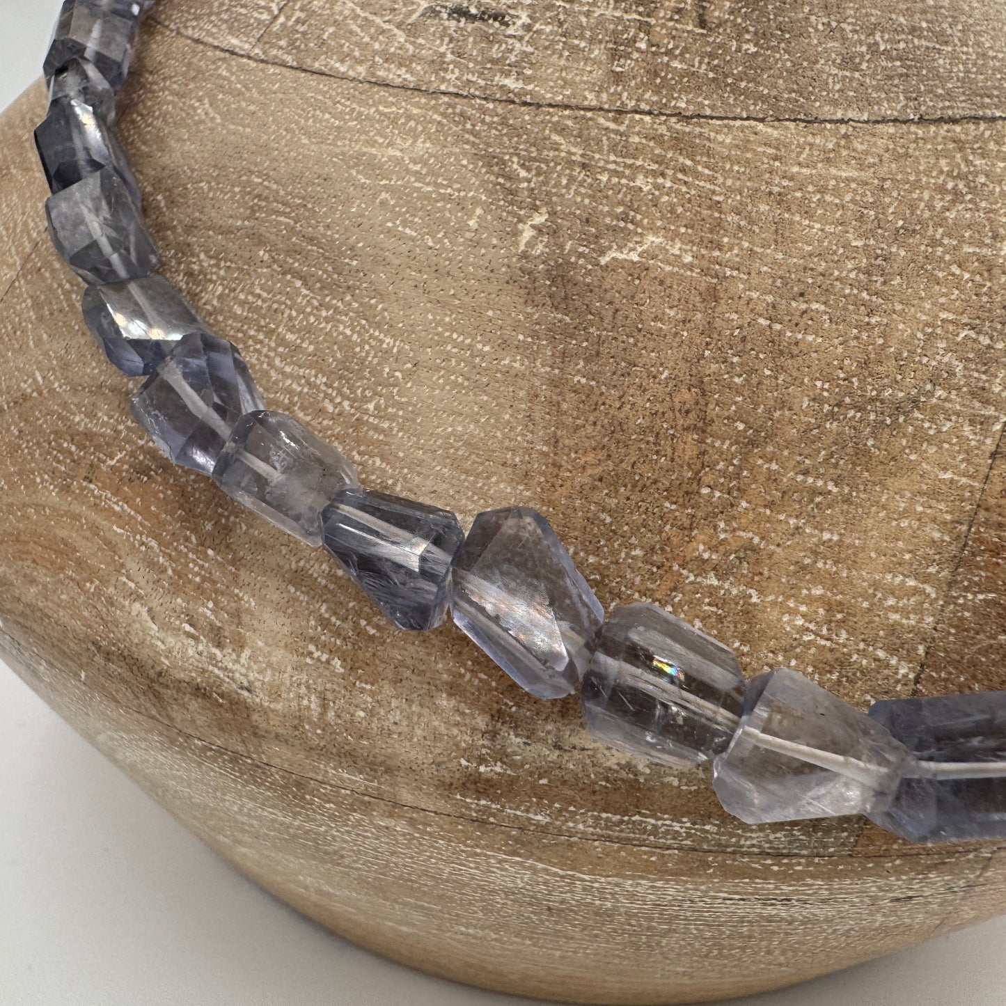 Necklace: Iolite Faceted Nuggets and Chunky Brass