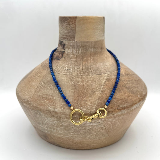 Necklace: Denim Lapis with Chunky Brass