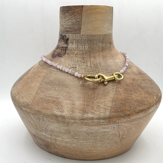 Necklace: Kunzite with Chunky Brass Hardware
