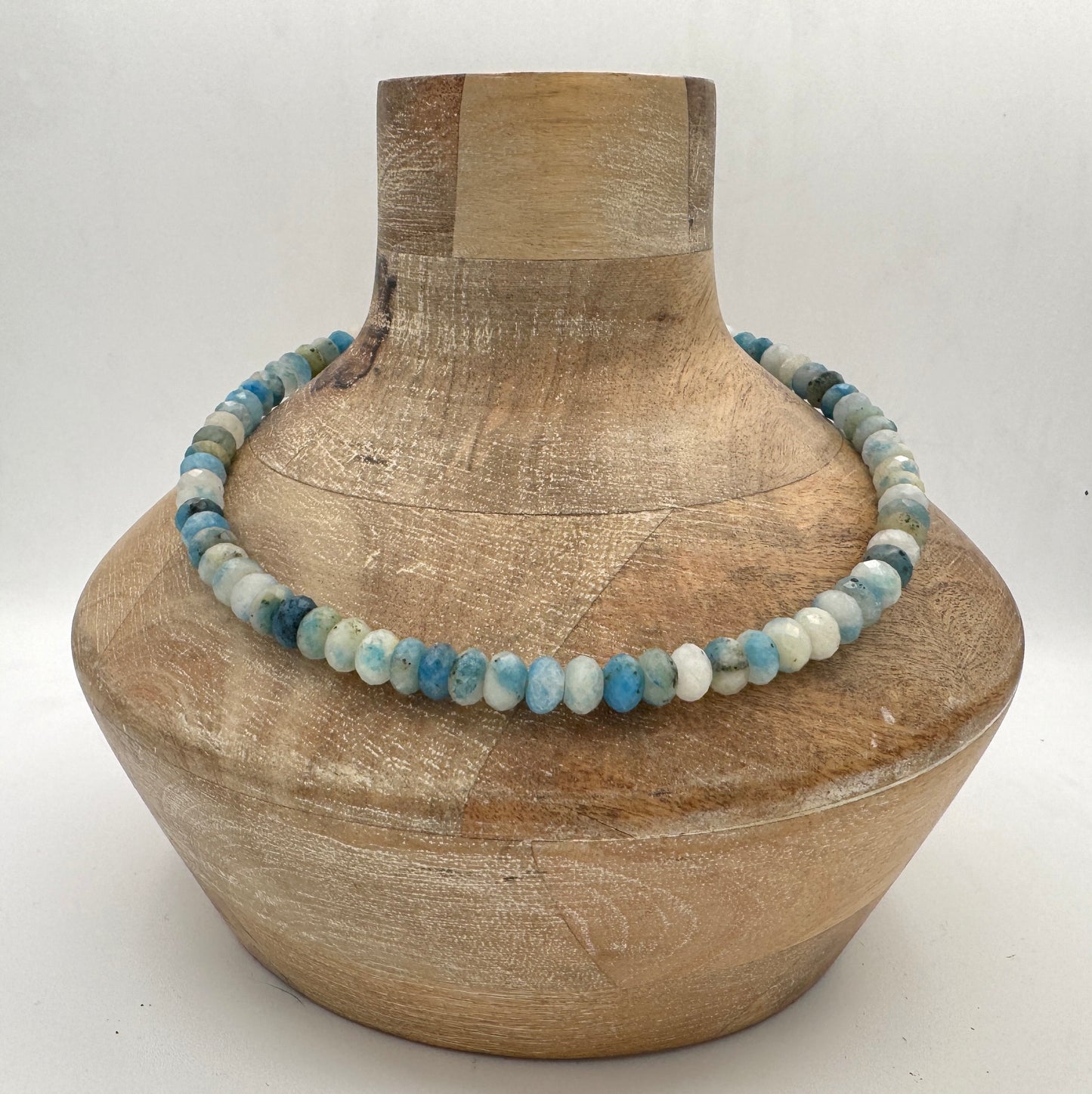 Necklace: Azurite in Calcite with Chunky Brass