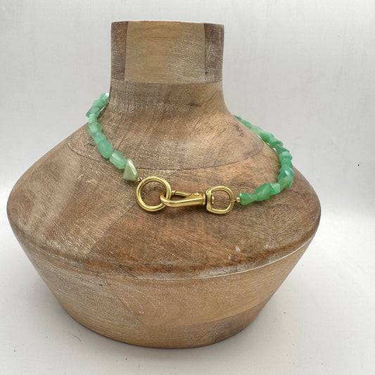 Necklace: Chrysoprase Nuggets with Chunky Brass