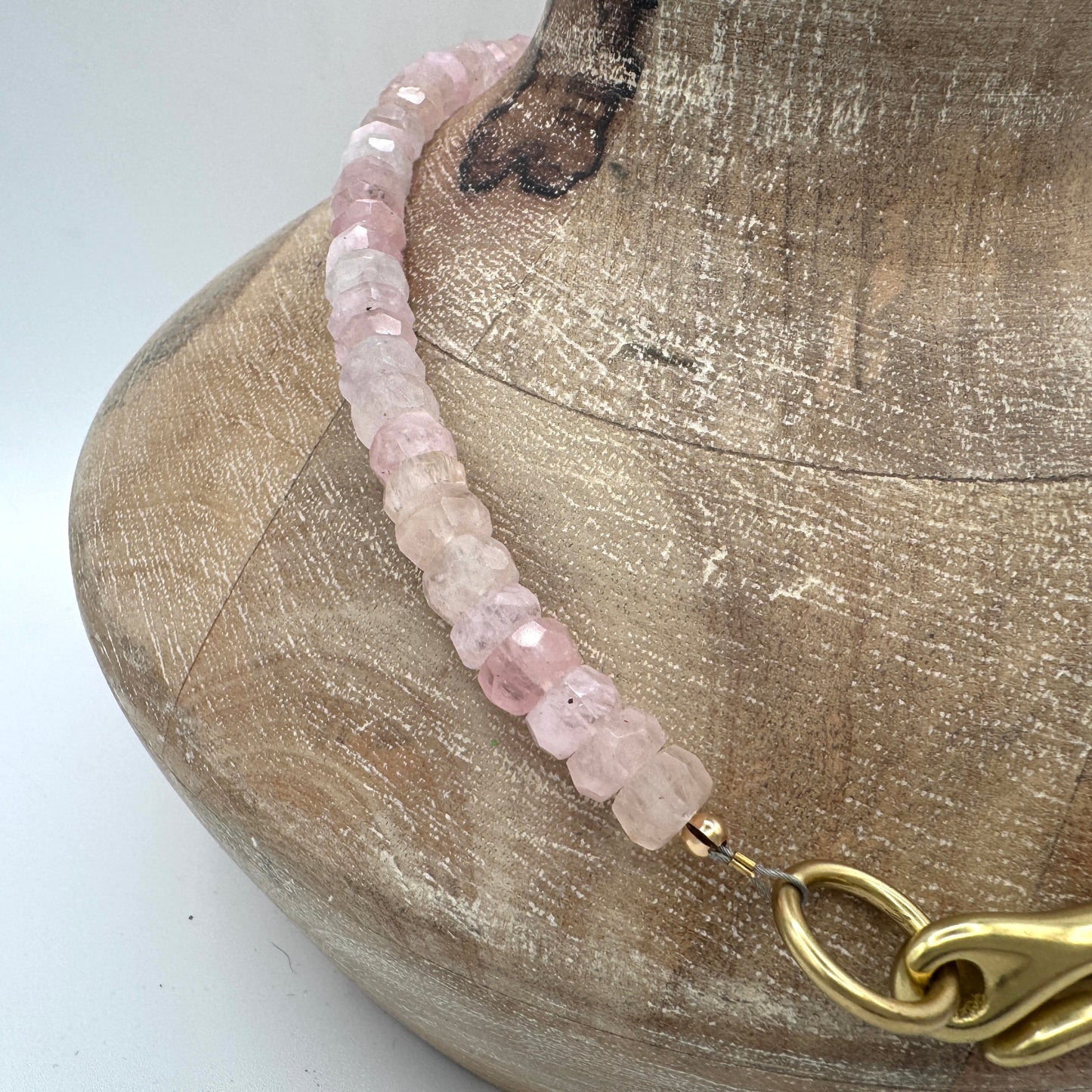 Necklace: Morganite with Chunky Brass