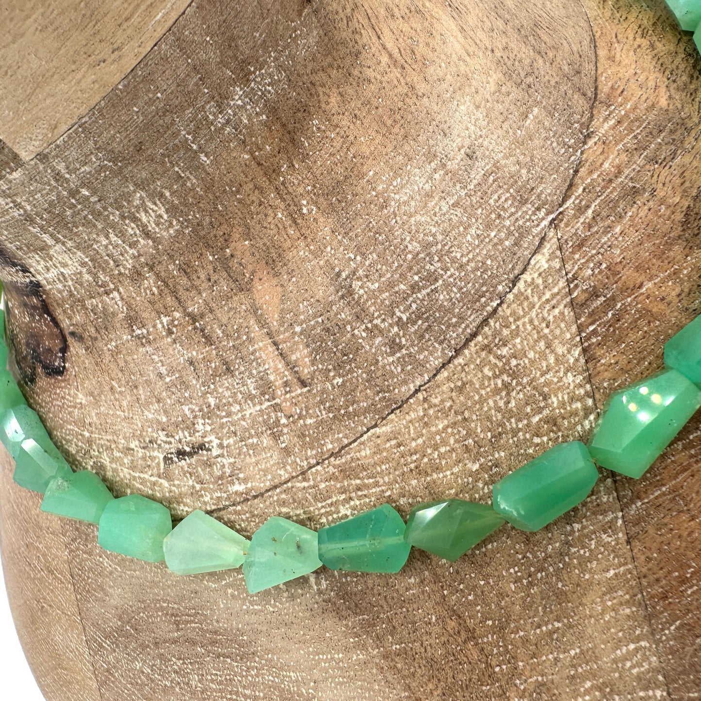 Necklace: Chrysoprase Nuggets with Chunky Brass