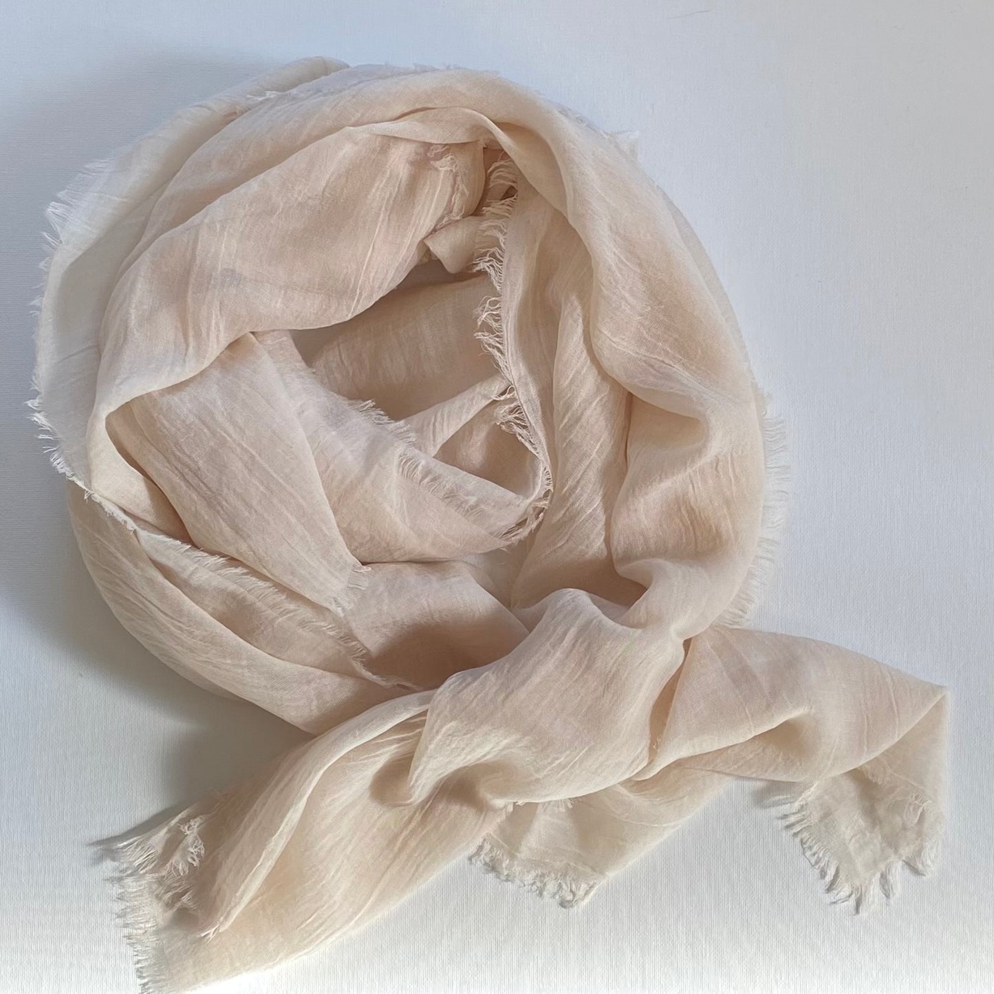 Scarf: Cotton Fringed: Beige