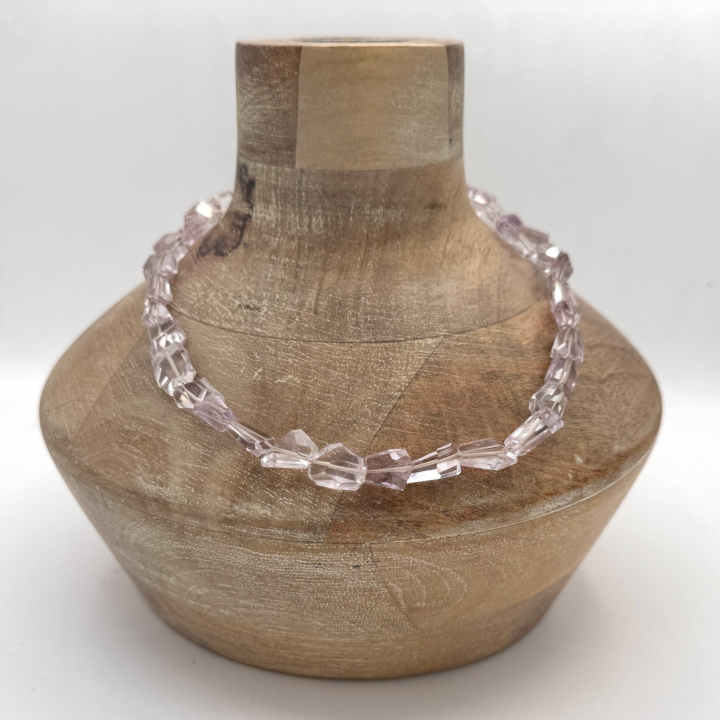 Necklace: Pink Amethyst with Chunky Brass