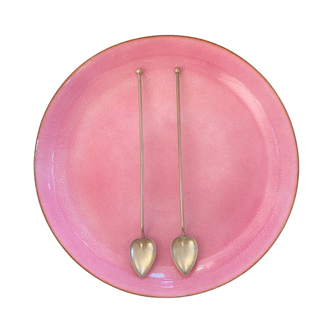 Vintage Sterling Silver Heart Stirrers: Set of 2