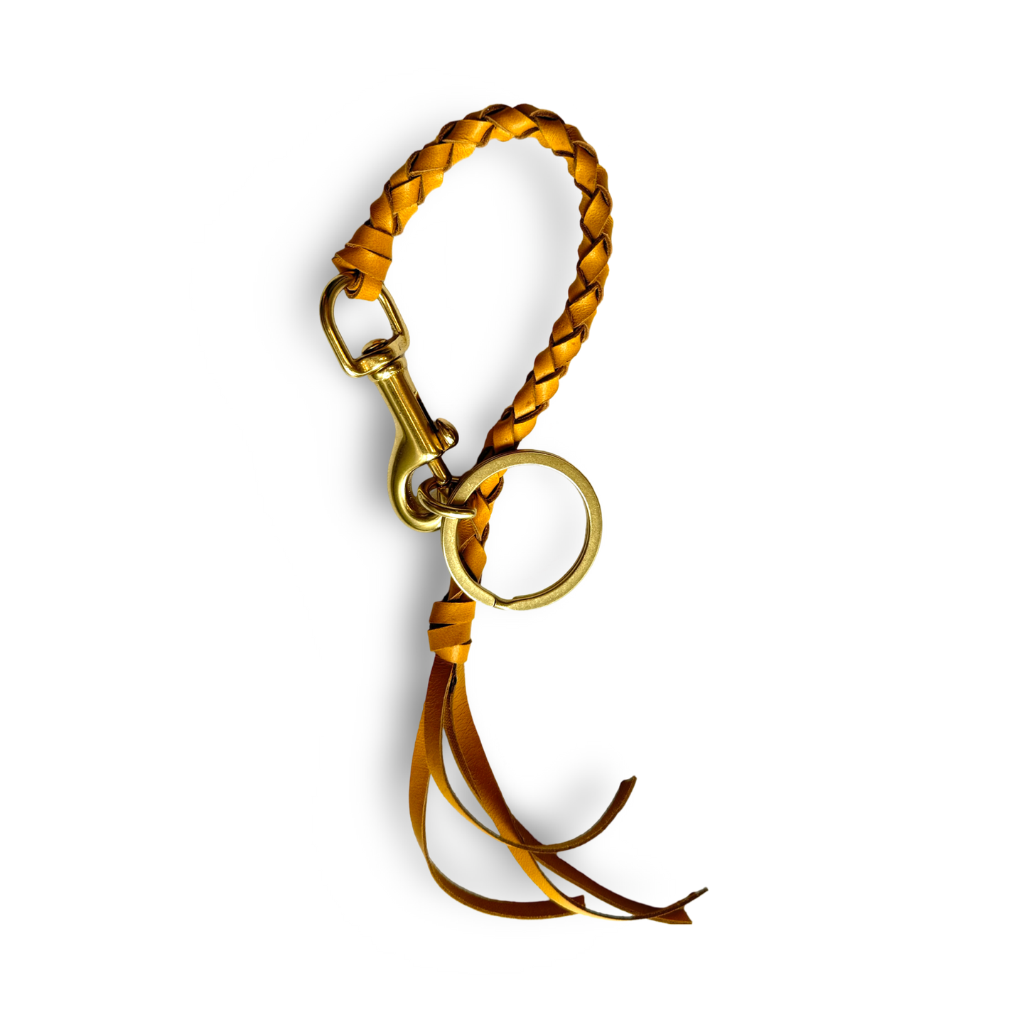 Keychain: Leather Wristlet Keychain with Natural Brass Clip