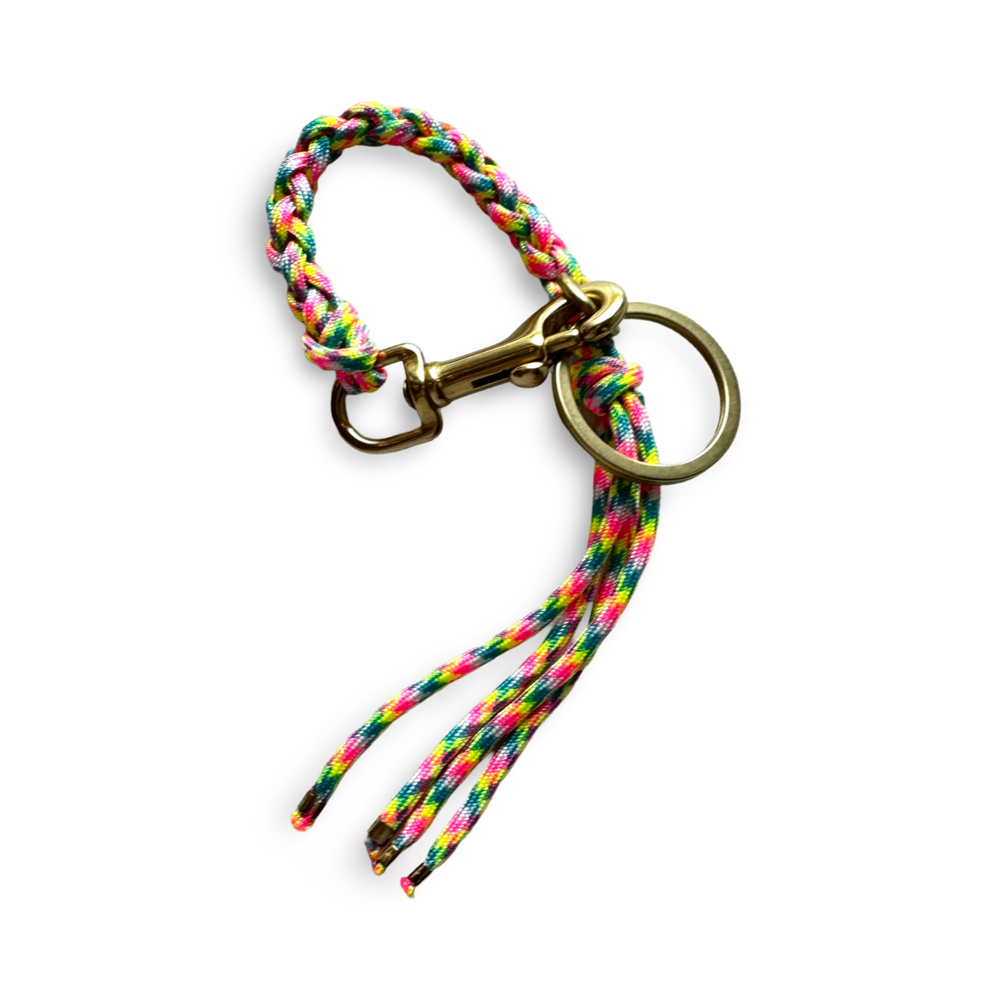 Keychain: Paracord Wristlet Keychain with Natural Brass Clip