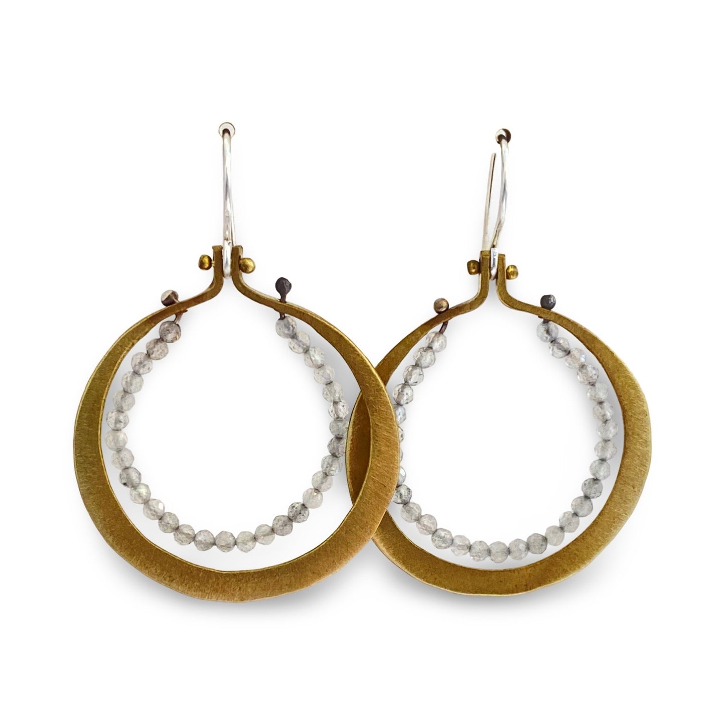 Brass Round Labradorite Earrings