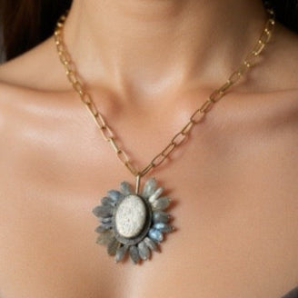 Labradorite Flower Necklace