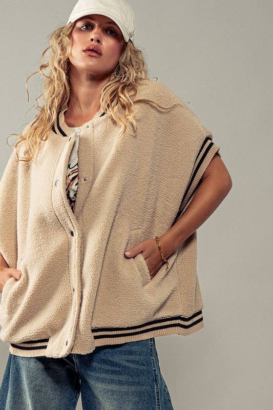 Beige Varsity Vest