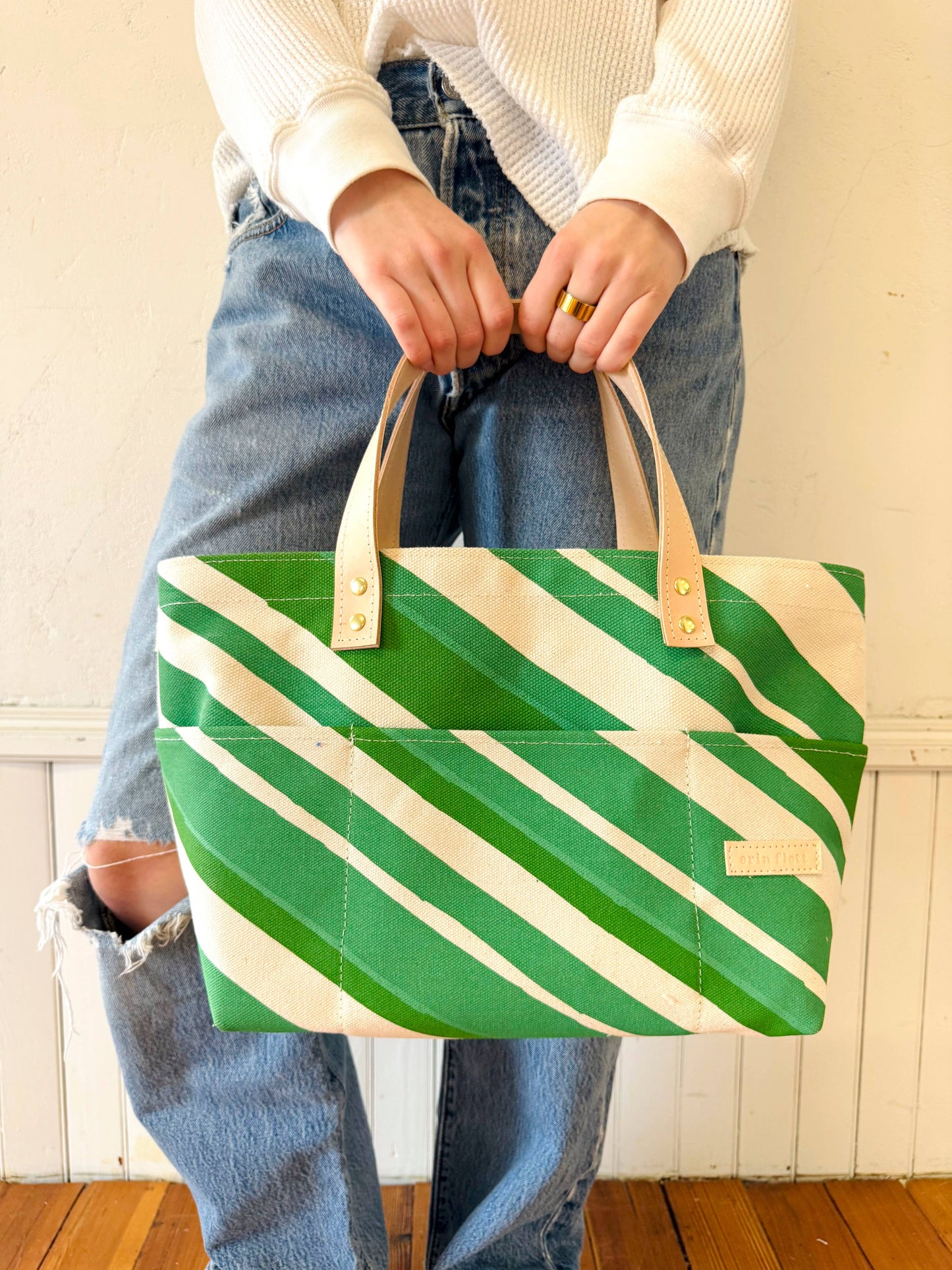 George Tote Bag – Vintage Stripe: Green