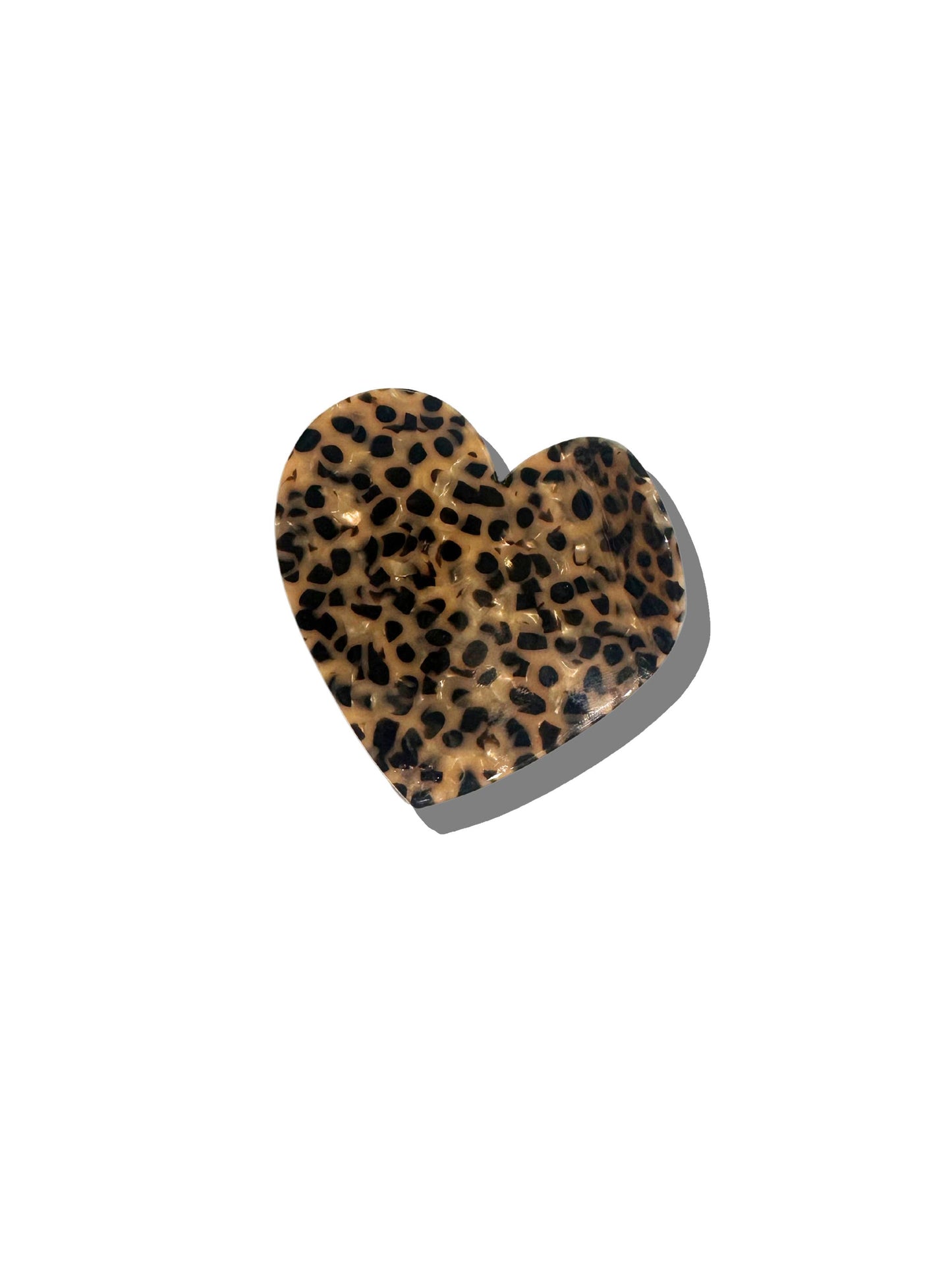 Heart Acetate Claw Hair Clip: Leopard