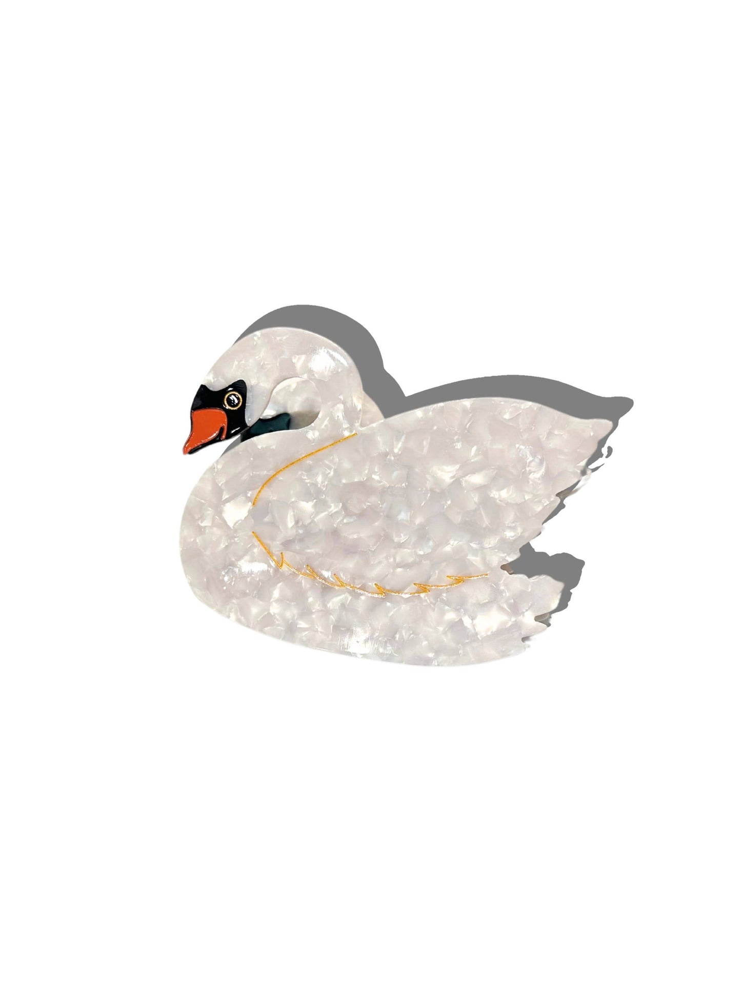 Hand-painted Swan Bird Claw Hair Clip | Eco-Friendly: Black