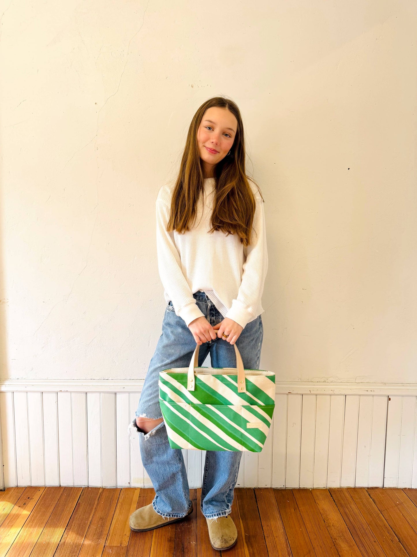 George Tote Bag – Vintage Stripe: Green